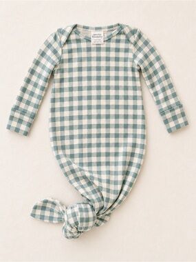 Pretty Laundry (Little & Lively) Baby Sleeper Gown Green and White Gingham Print